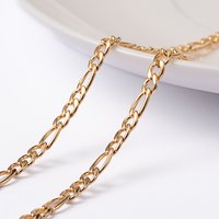 Ion Plating 304 Stainless Steel Figaro Chains, Unwelded, Golden