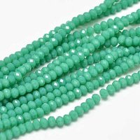 Faceted Rondelle Glass Beads Strands, Dark Cyan, 3.5x2.5-3mm — Jewelry Beads