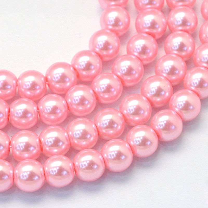 Baking Painted Pearlized Glass Round Bead Strands, Pink, 4-5mm — Jewelry Beads