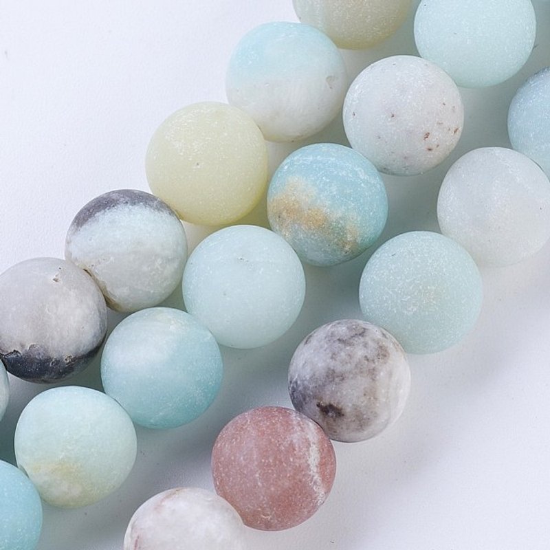 Frosted Natural Amazonite Round Bead Strands, 8-8.5mm — Jewelry Beads