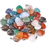 Heart Mixed Stone Pendants with Platinum Tone Brass Findings — Charms & Pendants