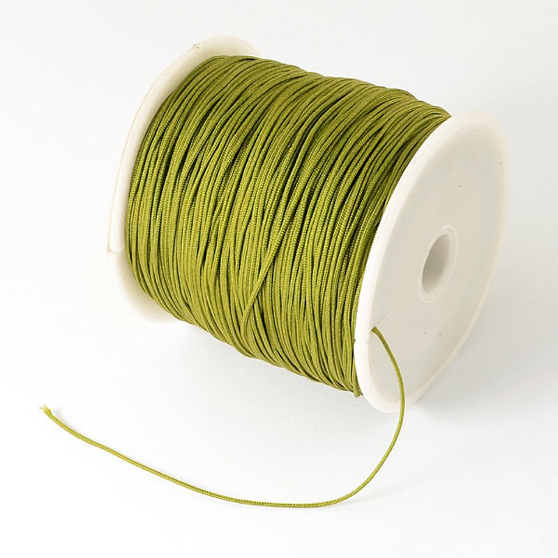 Braided Nylon Thread for Beading Jewelry Making, Olive, 0.5mm, 150 yards
