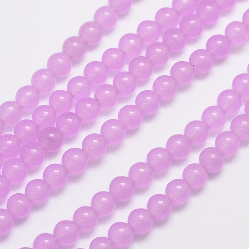 Brins de perles en jade de Malaisie teinté et naturel, rond, prune, 6mm — Perles à bijoux