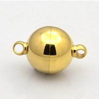 Fermoirs magnétiques ronds en acier inoxydable 304 avec boucles, dorés — Accessoires pour bijoux