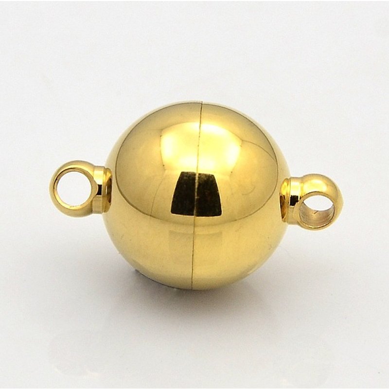 Fermoirs magnétiques ronds en acier inoxydable 304 avec boucles, dorés — Accessoires pour bijoux