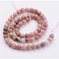 Natural Plum Blossom Jasper Beads Strands, Round 6-7mm