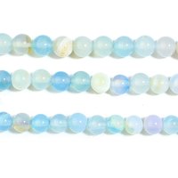 Natural Striped Agate Bead Strands, Round, Dyed Aquamarine, 8mm