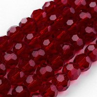 Brins de Perles en Verre Transparent, Rouge Foncé, 6mm, 96-98pcs — Perles à bijoux