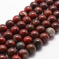 Fils de perles en jaspe bréchique naturel, ronds, 6 mm, 61 pcs — Perles à bijoux