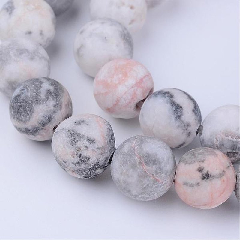 Natural Zebra Jasper Beads Strands, Frosted, Round, 8-8.5mm — Jewelry Beads