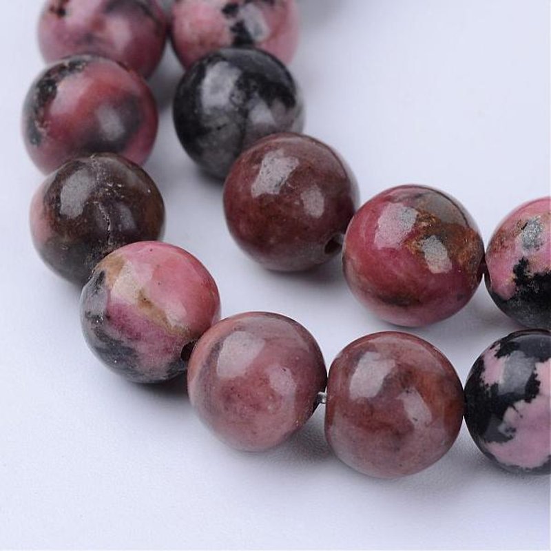 Fil de perles de rhodonite naturelle, rond 8-8.5mm, 15 pouces — Perles à bijoux