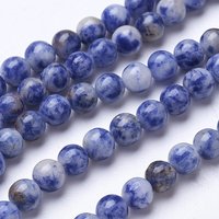 Brins de perles de jaspe bleu tacheté naturel, ronds, 6mm, 60pcs — Perles à bijoux