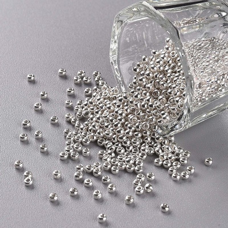 Perles de Verre Teintées Grade A 11/0, Rondes, Argent, 5300pcs/50g — Perles à bijoux