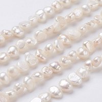 Brins de Perles de Nacre d'Eau Douce Cultivées Naturelles, Couleur Coquillage — Perles à bijoux