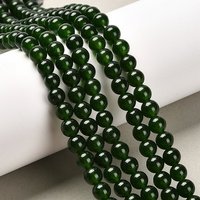 Brins de perles en jade TaiWan, teintées, rondes, vert foncé, 6mm