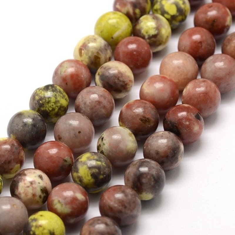 Natural Plum Blossom Jasper Beads Strands, Round Marble Stone Beads — Jewelry Beads