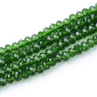 Brins de Perles en Verre Transparent Facetté - Vert