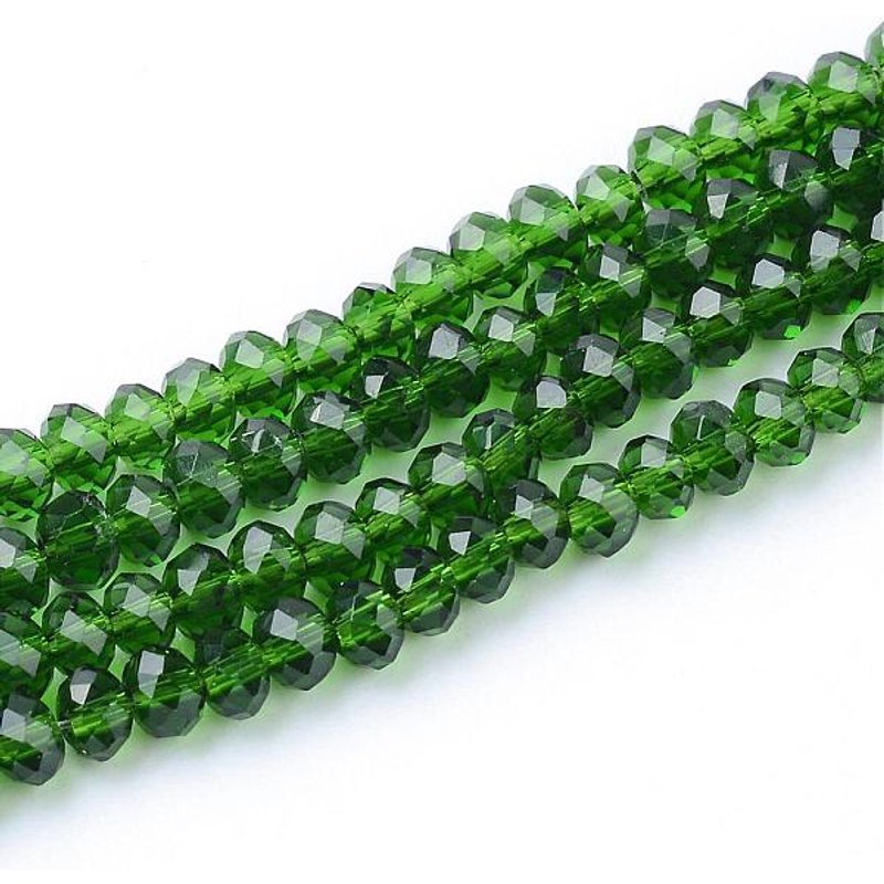 Brins de Perles en Verre Transparent Facetté - Vert — Perles à bijoux