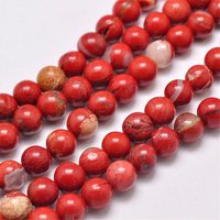 Fils de perles en jaspe rouge naturel, rond, grade AB, 4mm — Perles à bijoux