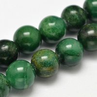 Fils de perles de jade africain naturel, ronds, 4mm, 15.5 pouces — Perles à bijoux
