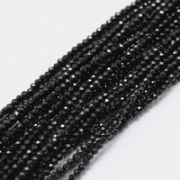 Brins de perles en spinelle noir naturel, ronds et facettés, 2mm — Perles à bijoux