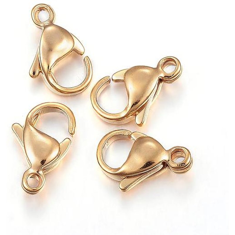 Fermoirs à homard en acier inoxydable 304 plaqué ioniquement, dorés — Accessoires pour bijoux