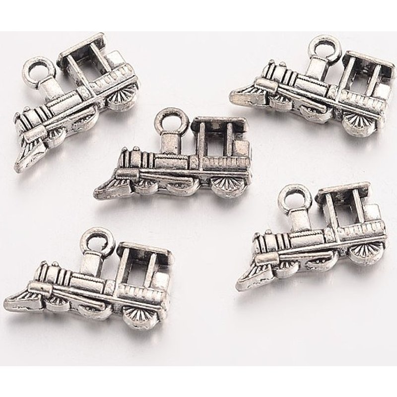 Tibetan Style Alloy Train Charms - Antique Silver — Charms & Pendants