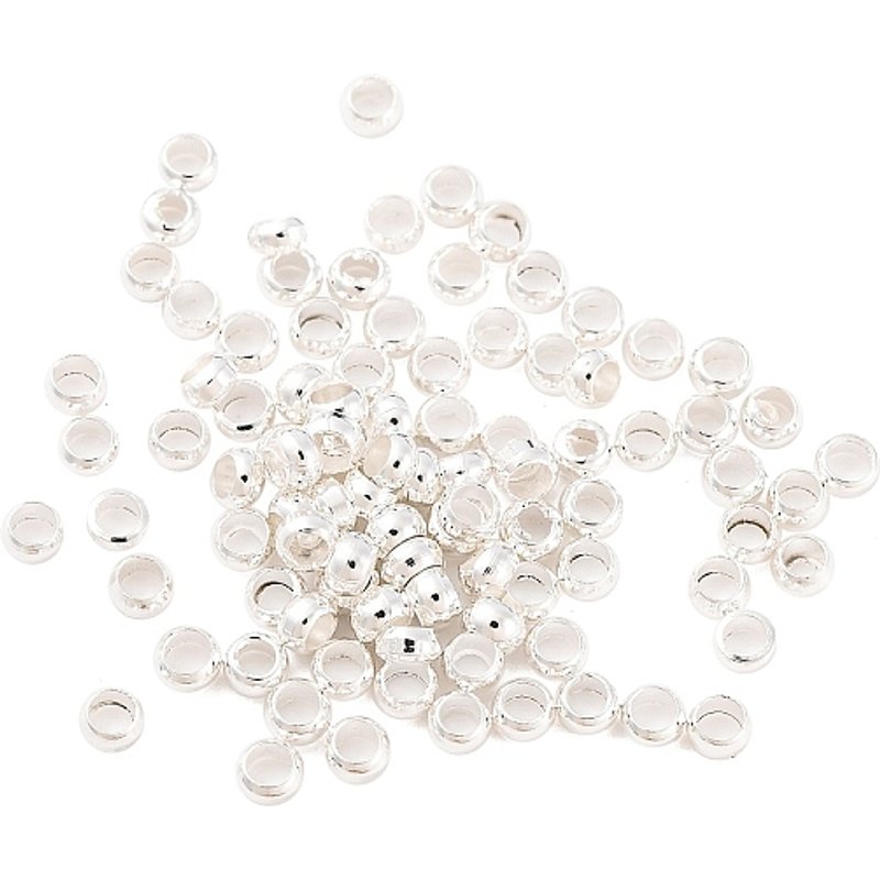 Perles à écraser en laiton, plaquées argent, 2.5mm de diamètre, 450-500pcs — Perles à bijoux
