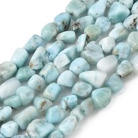 Fils de perles de Larimar naturel, pierres polies, nuggets, 15.3-15.7 pouces — Perles à bijoux