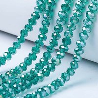 Electroplate Glass Beads Strands, AB Color Plated, Dark Cyan — Jewelry Beads