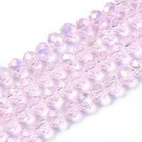 Brins de perles en verre électroplaqué, couleur AB, rose, 6x5mm — Perles à bijoux