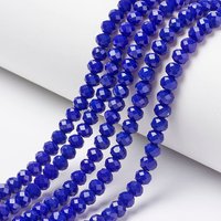 Perles en Verre Opaque Bleues, Facettées, Rondelle, 4x3mm — Perles à bijoux