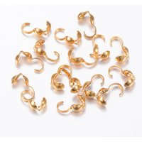 304 Stainless Steel Bead Tips with 24K Gold Plating — Jewelry Findings