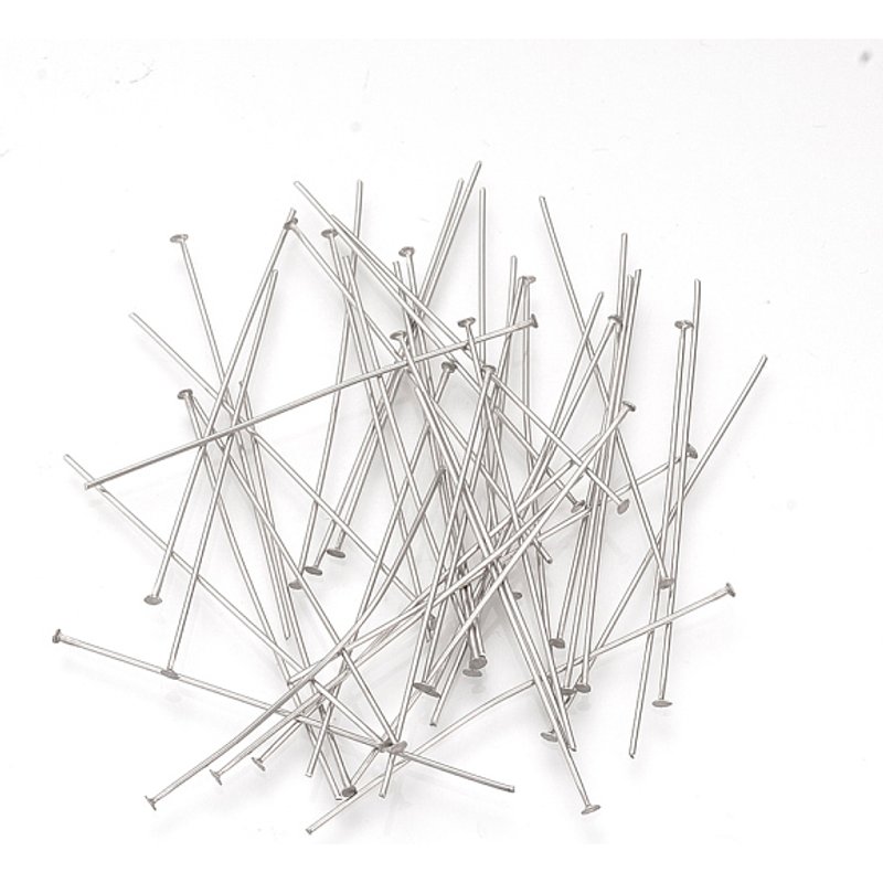 304 Stainless Steel Flat Head Pins, Tarnish Resistant, 50x0.7mm — Jewelry Findings