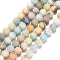 Brins de perles d'amazonite fleurie naturelle, givrée, ronde, 8mm — Perles à bijoux