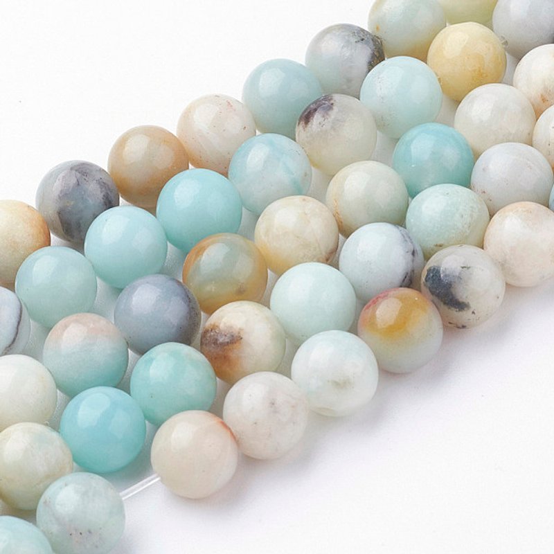 Brins de perles d'amazonite fleurie naturelle, rond, 8-9mm, 45-47pcs — Perles à bijoux
