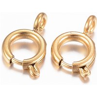Ion Plating 304 Stainless Steel Spring Ring Clasps, Gold, 12x8mm — Jewelry Findings