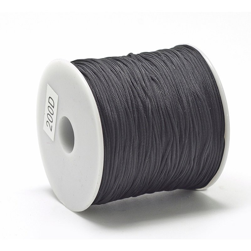 Polyester Macrame Thread for DIY Jewelry Making, Black, 0.8mm