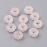 Perles Européennes en Quartz Rose Naturel avec Gros Trou — Perles à bijoux