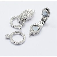 Brass Fold Over Magnetic Clasps, Platinum, 31x13x5.5mm — Jewelry Findings