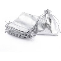 Rectangle Silver Organza Bags, 12x9cm — Jewelry Display & Storage