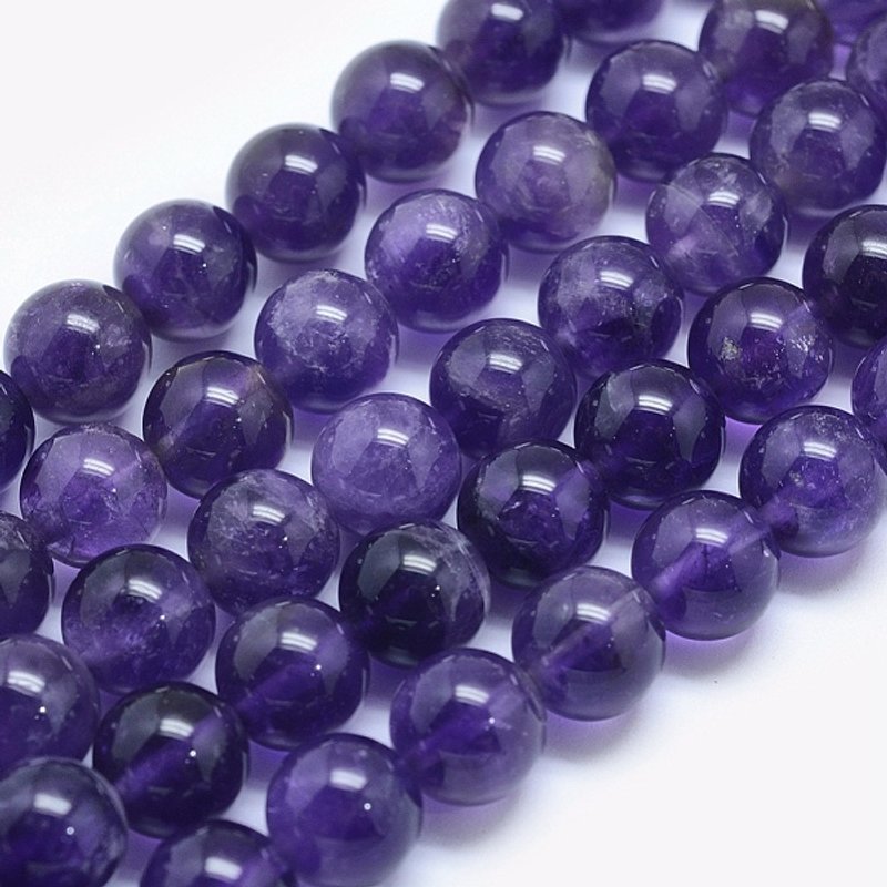Fil de perles d'améthyste naturel, rond 8mm, trou de 1mm, 15 pouces — Perles à bijoux