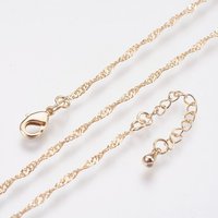 18K Gold Plated Brass Chain Necklace with Lobster Claw Clasp — Pendant Necklace