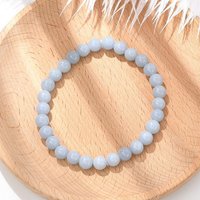 Bracelet Élastique en Angelite Naturelle, Rond, Diamètre 2-1/8 pouces — Bracelet Femme