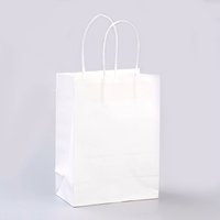 Pure Color Kraft Paper Bags with Twine Handles, White, Rectangle — Jewelry Display & Storage