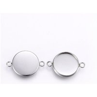304 Stainless Steel Cabochon Connector Settings, Bezel Cups — Jewelry Findings
