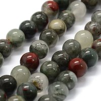 Brins de perles de sang africain naturel, rond 8-9mm, 43pcs — Perles à bijoux