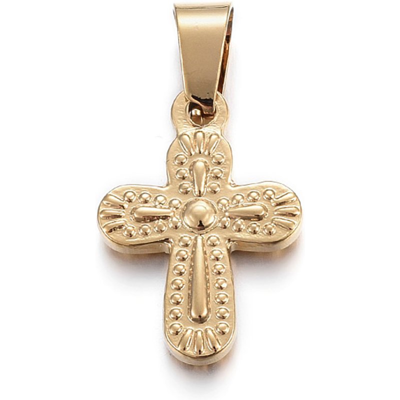 Pendentif Croisé en Acier Inoxydable 304, Doré, 19x13x3mm — Breloques et pendentifs