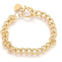 Bracelet en Acier Inoxydable Curb avec Charme en Forme de Coeur — Bracelet Femme