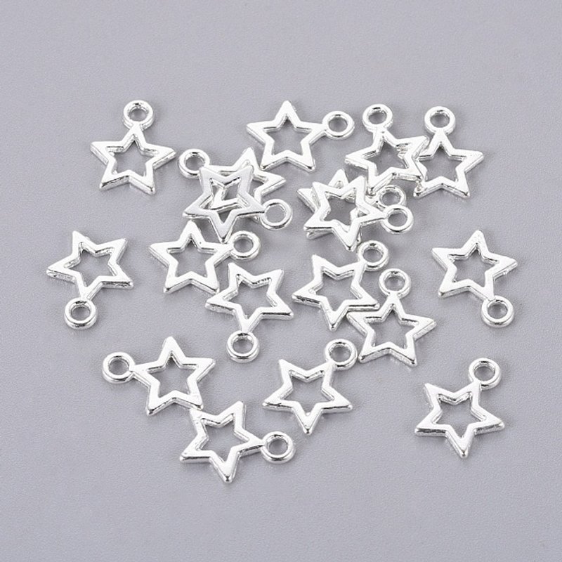 Pendentif Étoile en Alliage de Style Tibétain, Plaqué Argent — Breloques et pendentifs